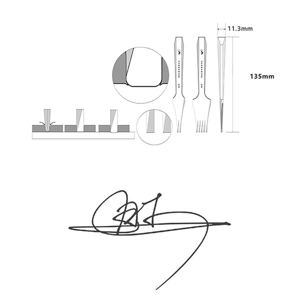 YORKSHINE Artiglio per punzonatura in pelle stile francese Colpire il ferro da stiro 2.7/3.0/3.38/3.85MM SKD11 Scalpello in pelle affilato in