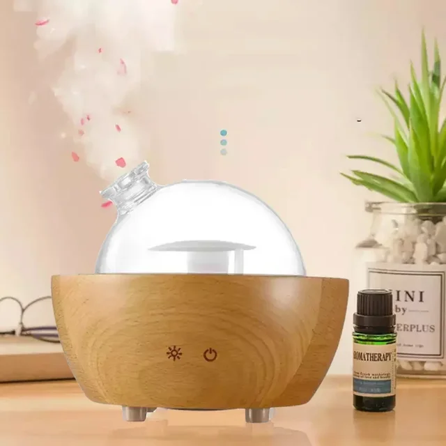 Drewniany nawilżacz dyfuzor 150ML Bluetooth Spray Aroma wyciszenie duża pojemność 7 lamp nocnych drewniana maszyna do aromaterapii dla domu