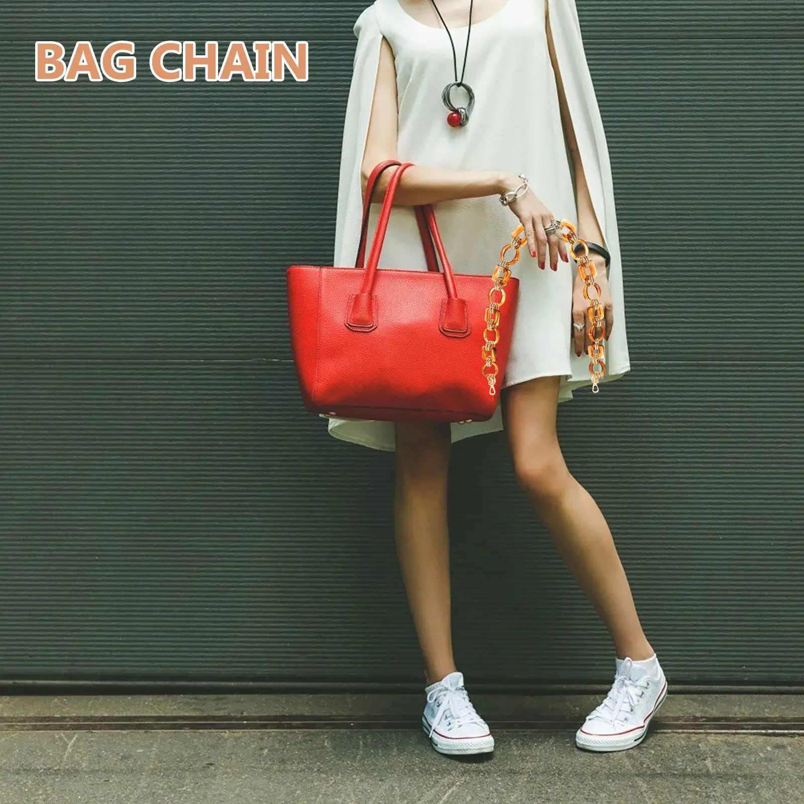 31.44 Inch Amber Acrylic Purse Chain Strap Chunky Luxury Crossbody Shoulder Bag Strap for Women Handbags Bag Accessories