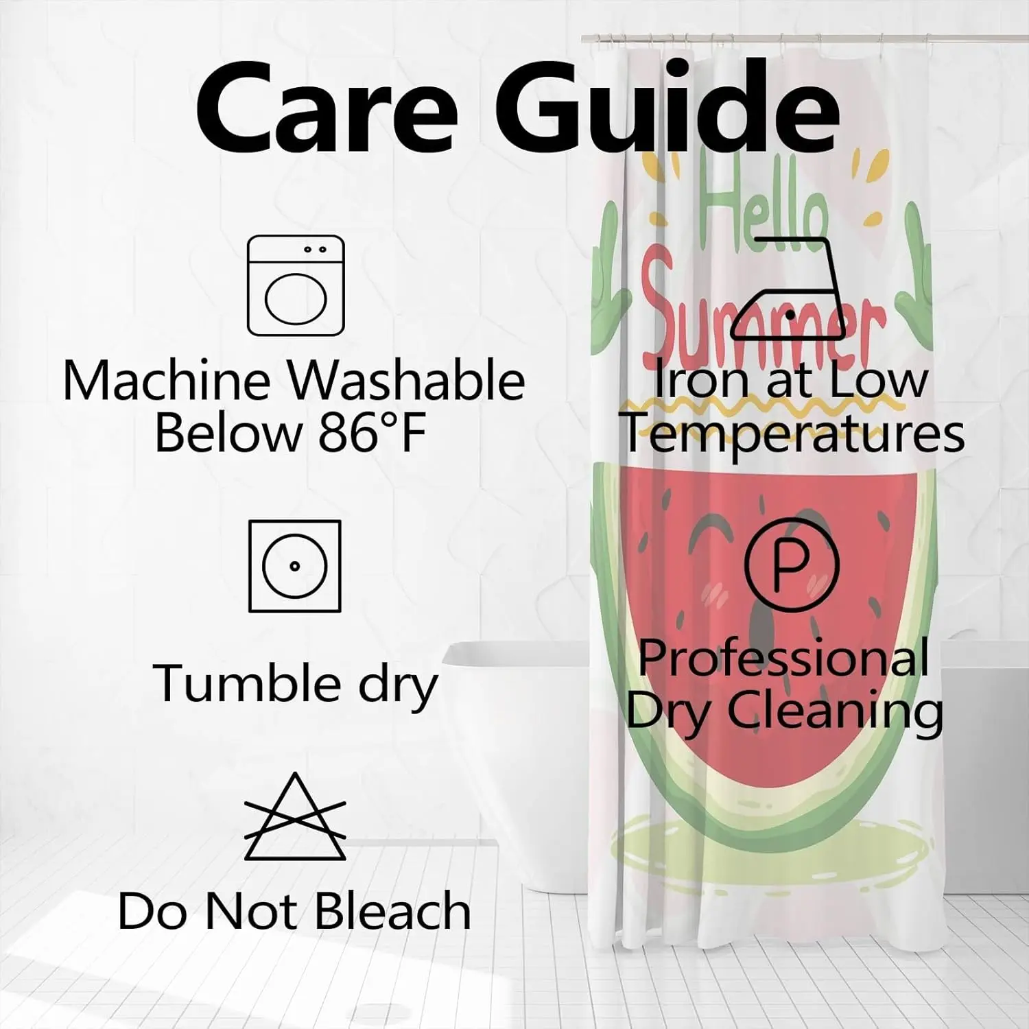 ستارة دش صيفية للحمام كشك قماش البطيخ الأحمر مجموعة ستائر الدش الكرتونية الخضراء الأيدي دش مقاوم للماء #6