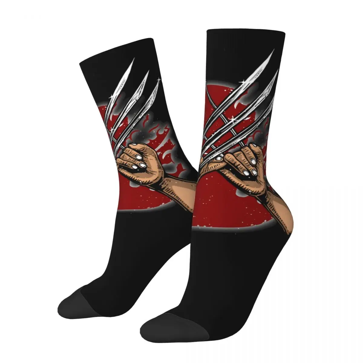 Funny Crazy Sock for Men Popular Movies Hip Hop Harajuku Deadpool & Wolverine Happy Seamless Pattern Printed Boys Crew