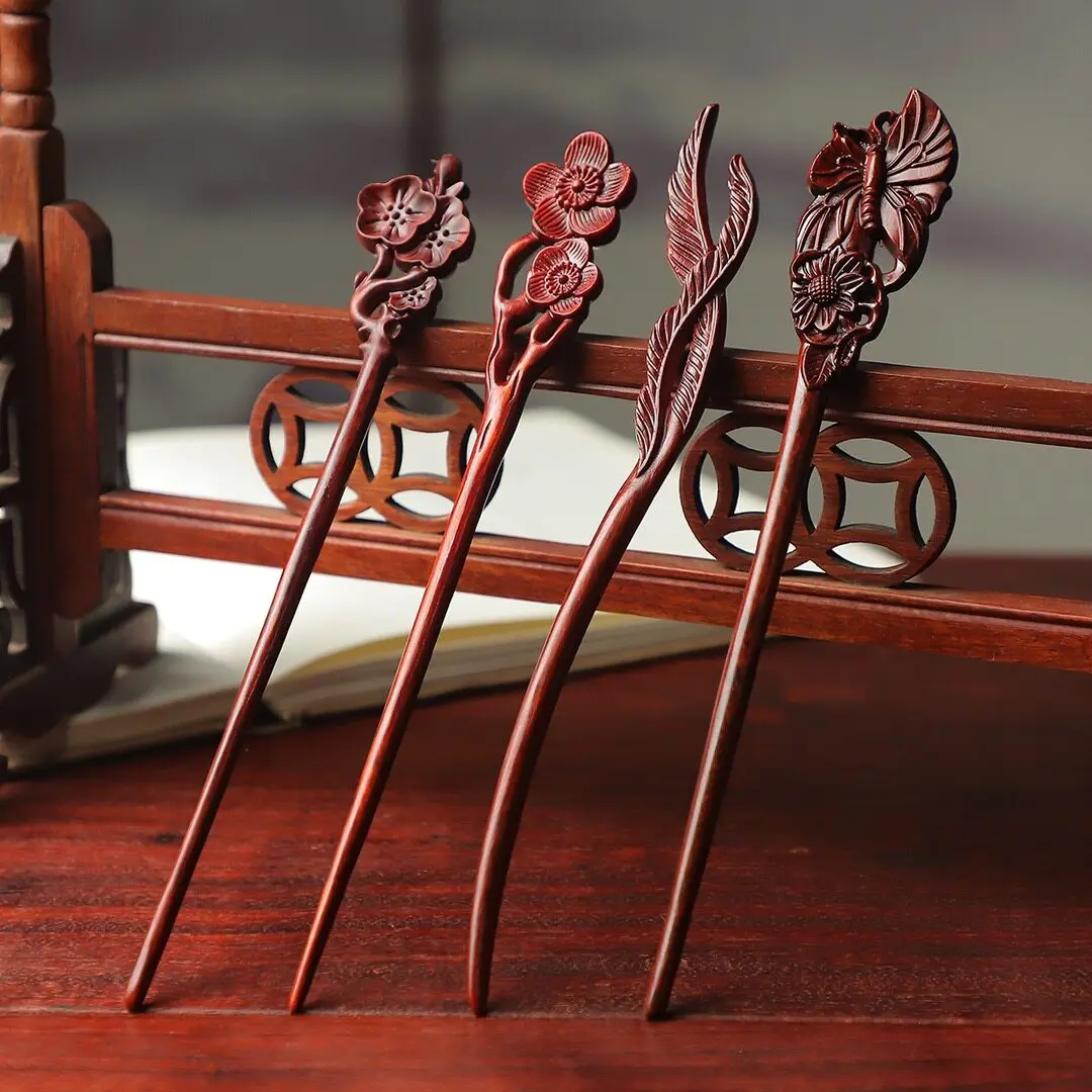 Cz small leaf rosewood   casual modern chinese ancient style  wooden hairpin finished wooden hairpin