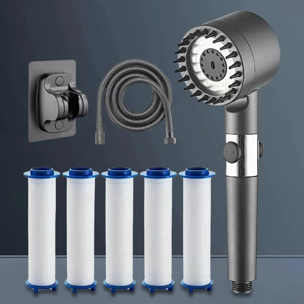Filtered Showerhead ON/OFF Switches & 18-Stage Water Softener Filter Massage Shower Handheld Sprayer Bath Bathroom Accessories