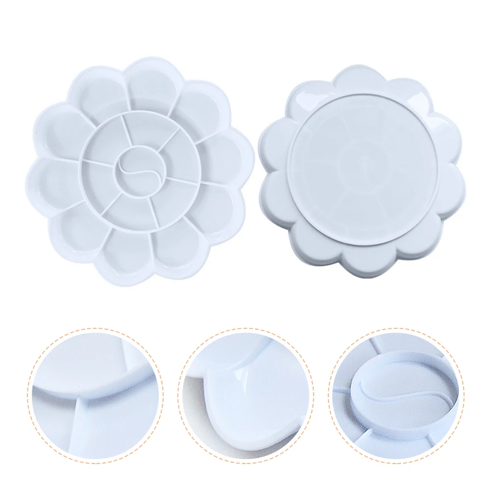 

12 Pcs Nail Palette Pigment Holders Trays Children Art Painting Supplies Round DIY Board Plastic Color Pallet Oil