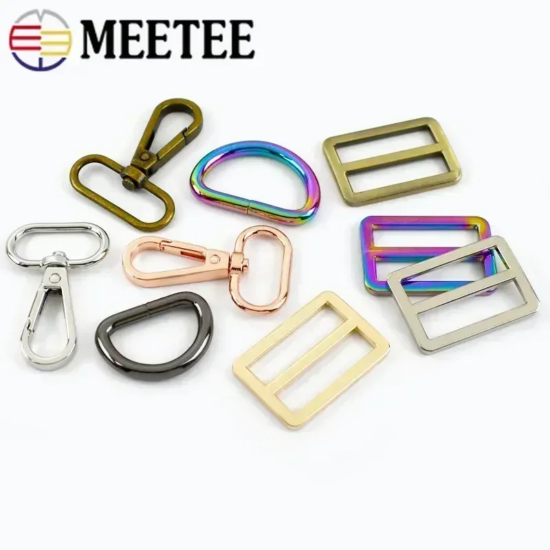 2/3 Set Fibbie in Metallo Borsa Cinghia Girevole Chiusura a Moschettone Anello a D Tri-glide Fibbia Collare per Animali Domestici Cintura di Regolazione Ganci Accessori FAI DA TE