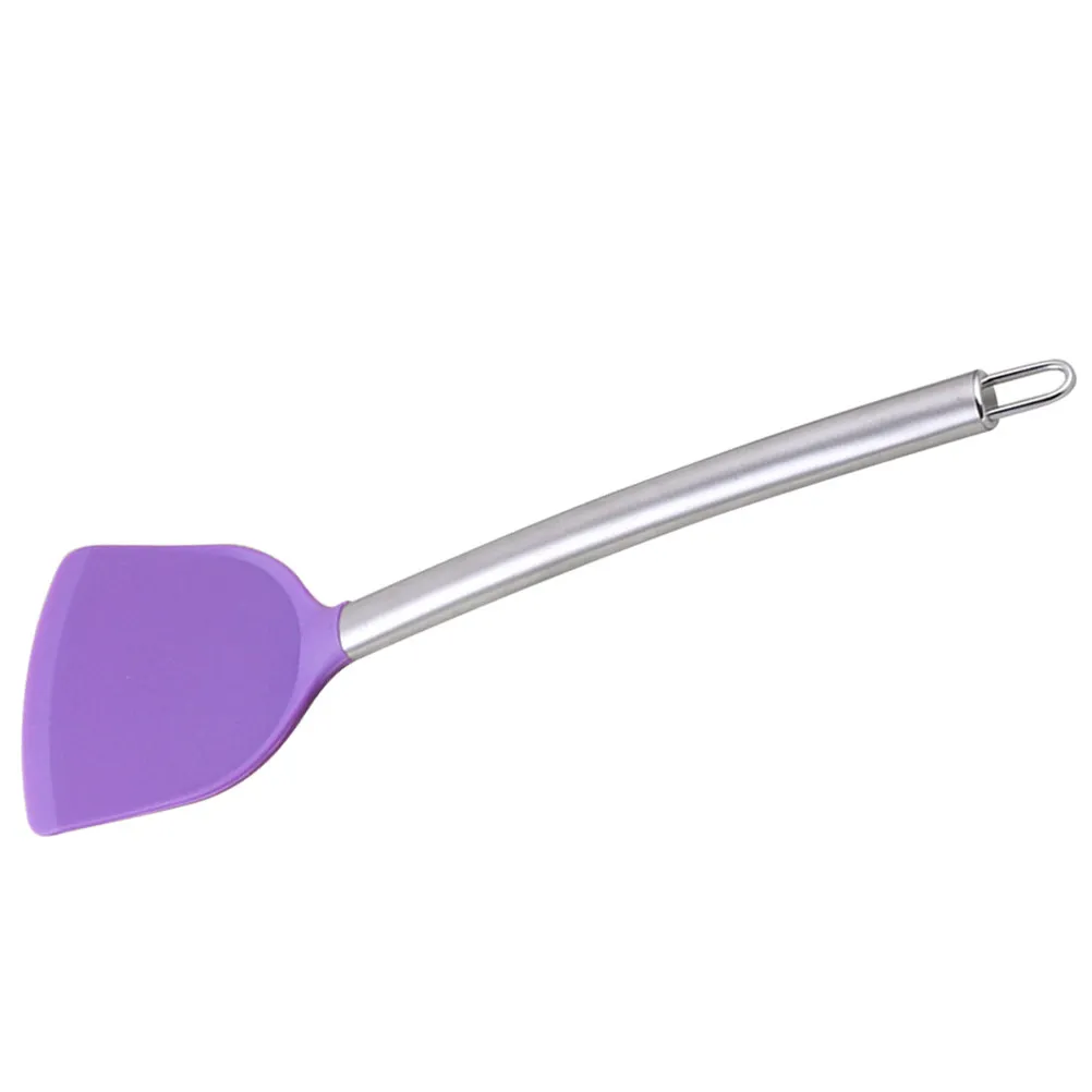 Silicone Cooking Spatula Stainless Steel Handle Nonstick Heat Resistant Kitchen Spade Purple Hanging Hole High Temperature