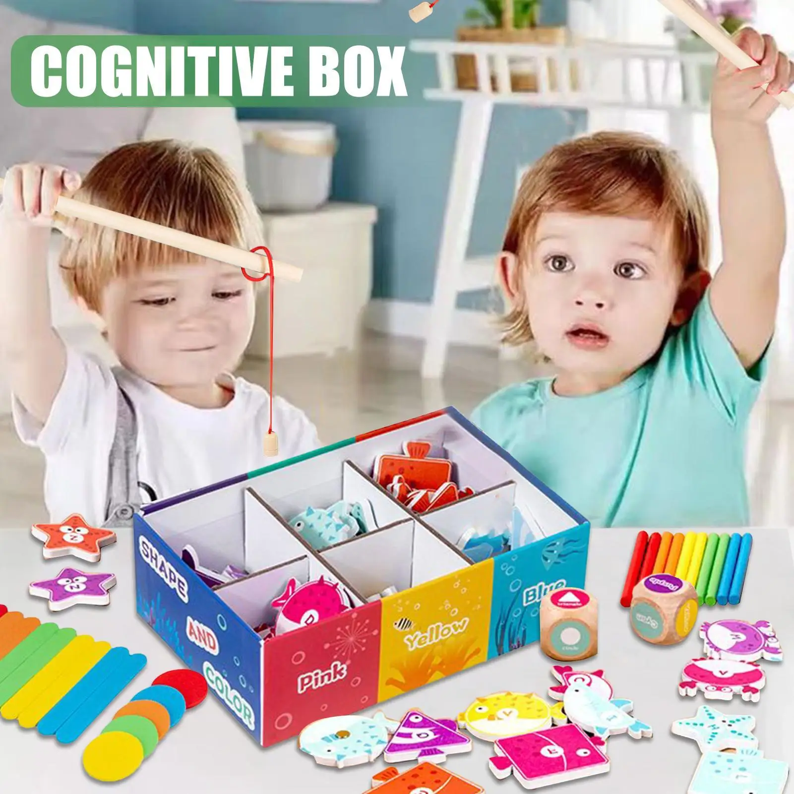 Boîte à jouets de tri en forme de couleur en bois, jeu de pêche magnétique, activités de Classification pour les tout-petits et les écoliers, coin sensoriel pour filles