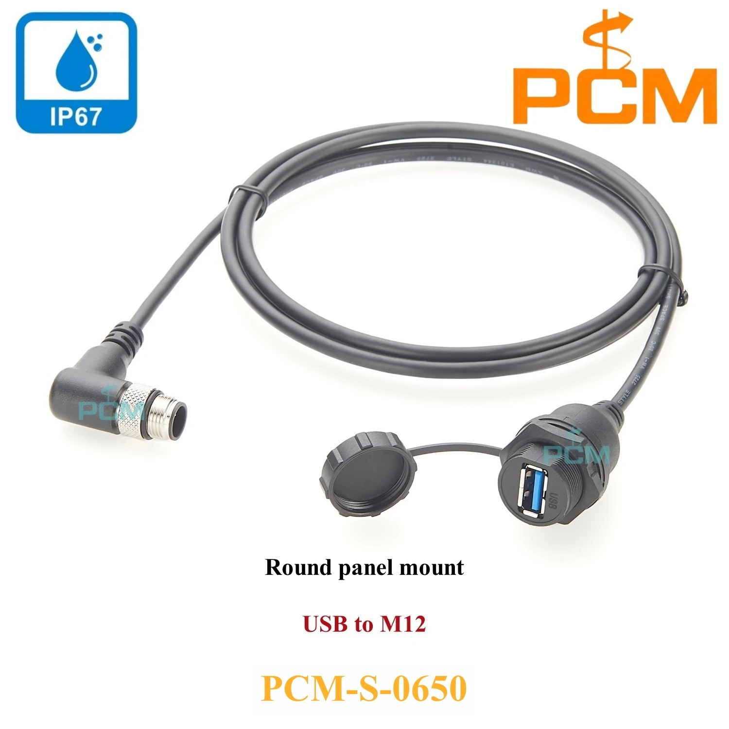 Waterproof USB 3.0 to M12 B code 5 pin connection cable with dust cover, compatible with EC9125, EC2099, for PDM360 NG module