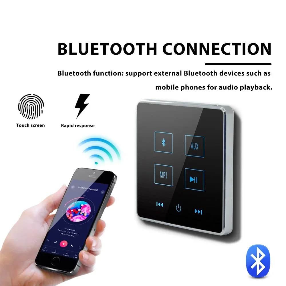 Bluetooth Wall Amplifier 2 Channels Touch Key Music Panel Home Theater Sound System with 8 inch HiFi Stereo Ceiling Speaker kit