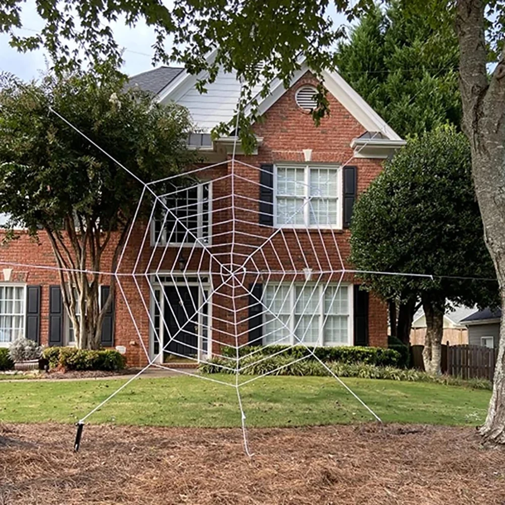 Halloween Giant Spider Web, Large Black And White Creepy Spider Web For Outdoor Yard Home Decoration