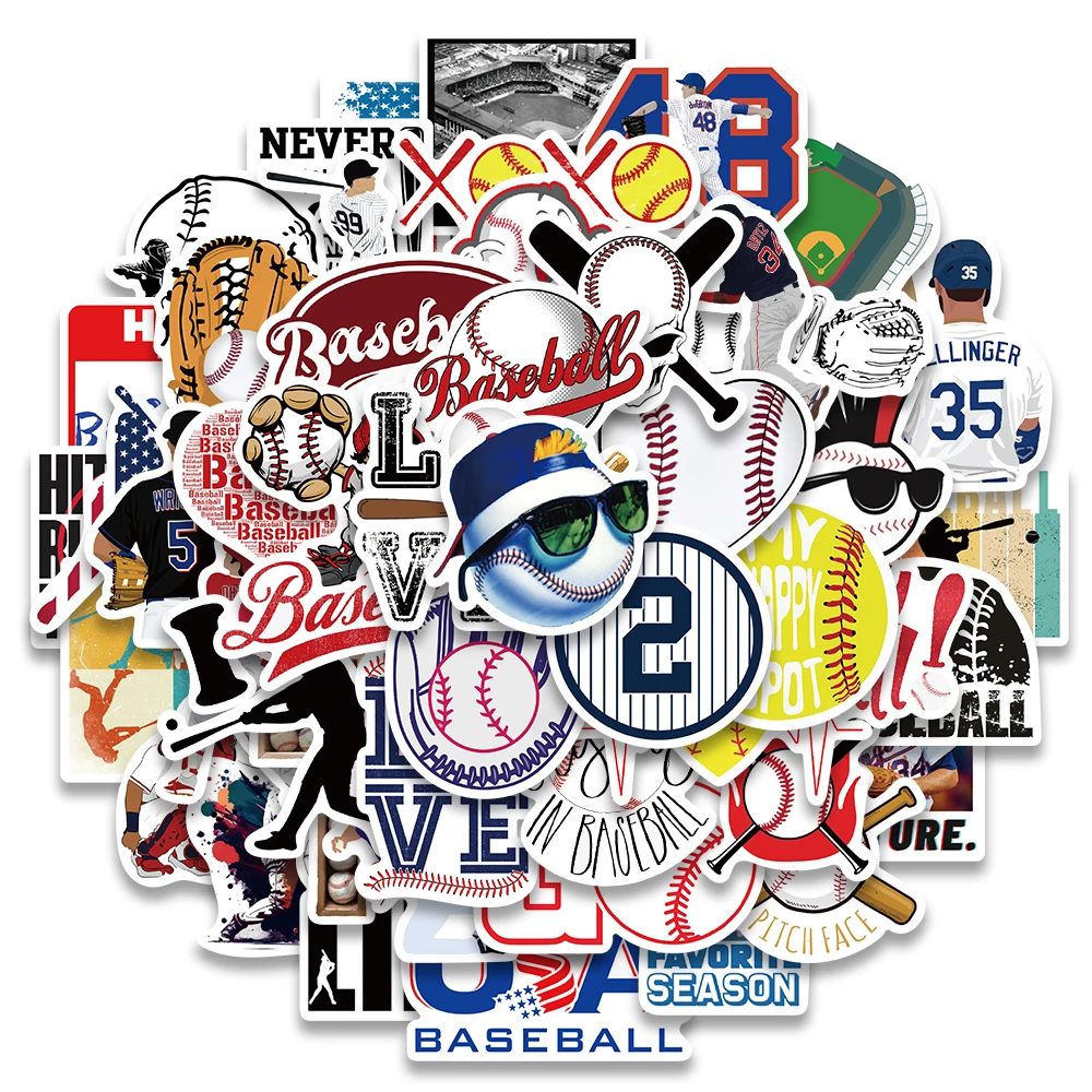 52 قطعة ملصقات البيسبول الرياضية الكلاسيكية الكرتون الكتابة على الجدران ملصق مائي DIY كتيب الهاتف الأمتعة خوذة دراجة ملصق للمراهقين هدية