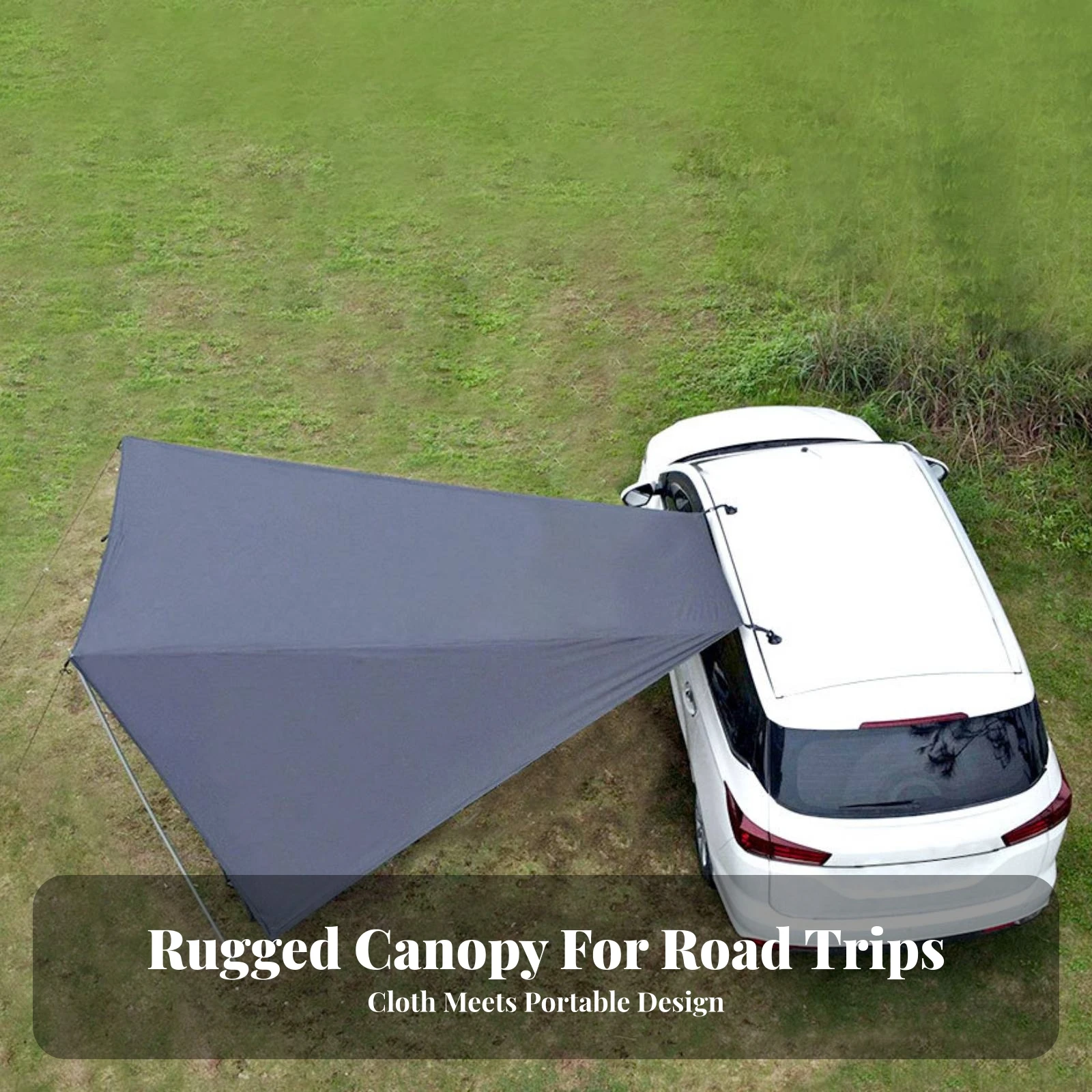 Car Side Awning Wind-Resistant Car Awning with Butterfly Shape Vehicle Sunshade Canopy Versatile Stable for Campers, Camping