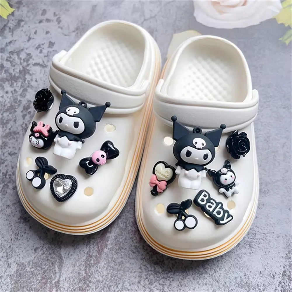 MINISO 3D Set Cartoon Cute Kuromi Yugui Dog Charm Sandals Buckle DIY Detachable Wristband Children\'s Shoe Accessories