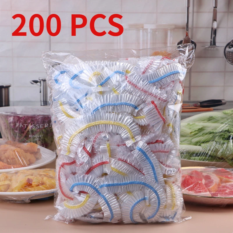 

20/50/100/200pcs Saran Wrap Colorful Disposable Food Cover Food Grade Fresh-keeping Plastic Bag Kitchen Refrigerator Accessories