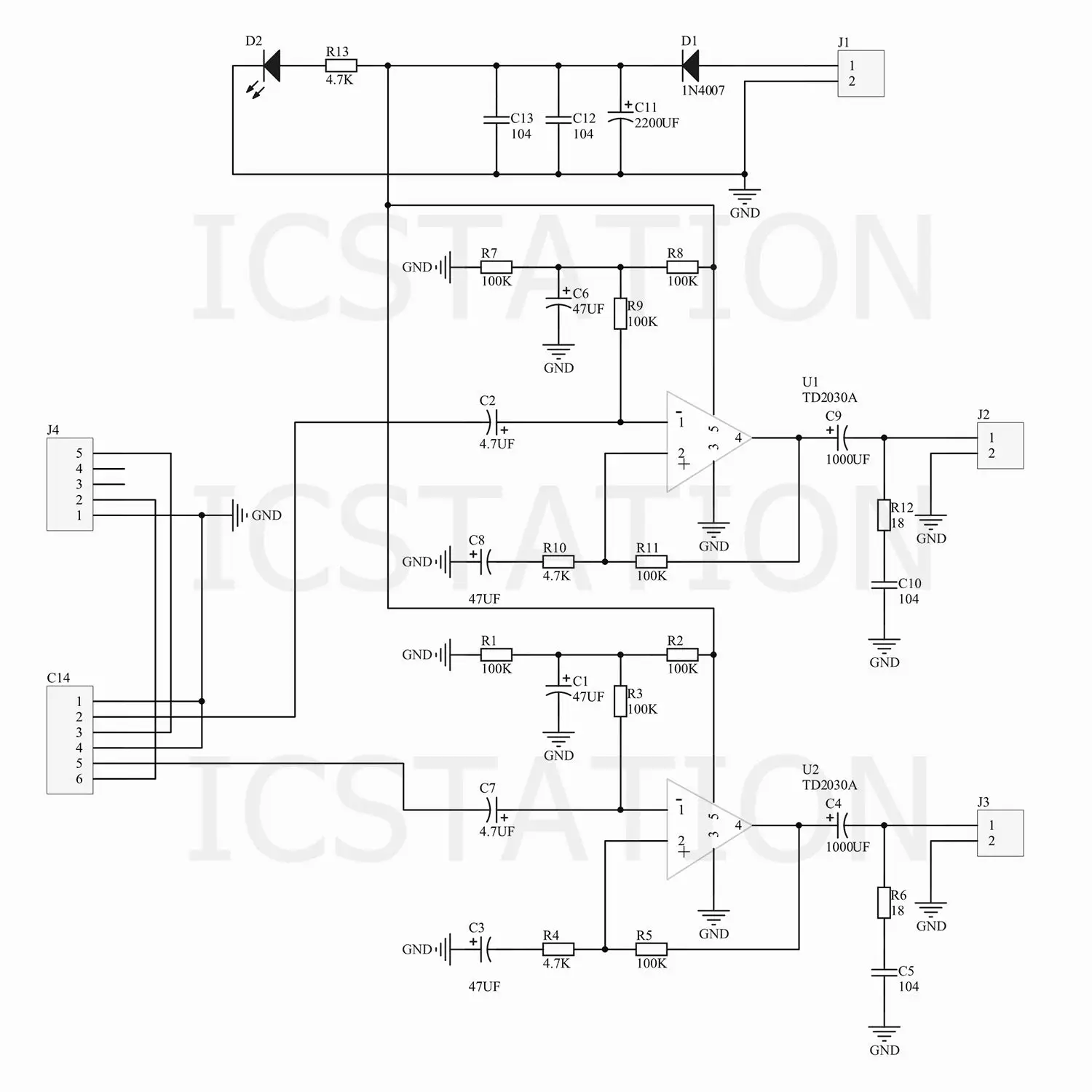 TDA2030A DIY Kit Electronic Amplifier Dual Channel Power Board DIY Kit for Arduino Production Training Suite