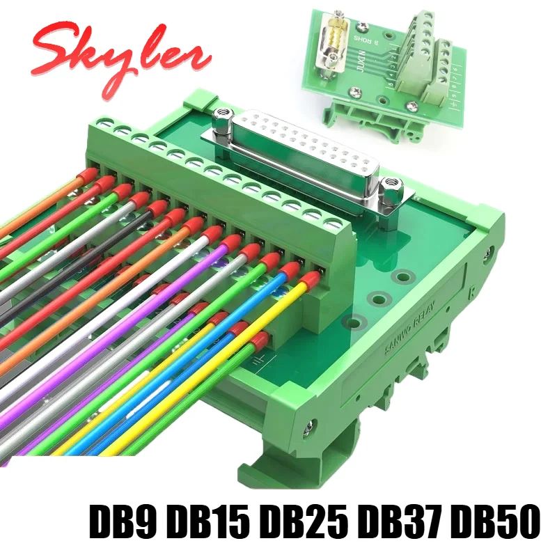 DIN Rail D-Sub 9 15 25 37 50 Pin Terminal Block Breakout Board Transition Module Serial Connector for Control Cabinet Panel