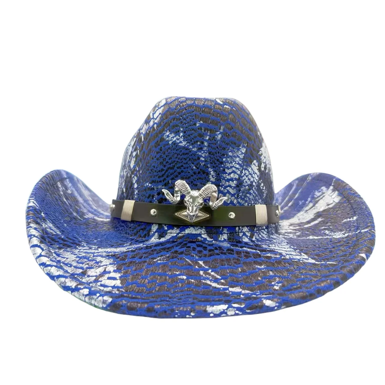 HongLuan Cappello per costume con glitter dorati Cappelli per adulti e cowboy con strass per donna, accessori femminili per cosplay da cowboy e berretto da cowgirl