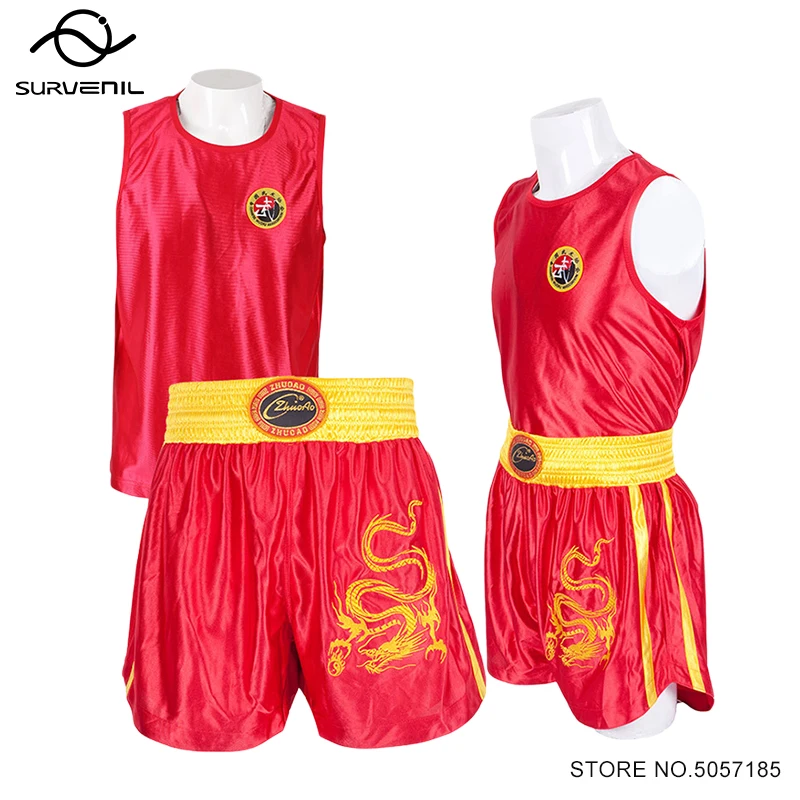 

Boxing Shorts Singlet Set Men Women Kids Muay Thai Shorts Dragon Sanda Wushu MMA Martial Arts Uniform Fight Kickboxing Shorts