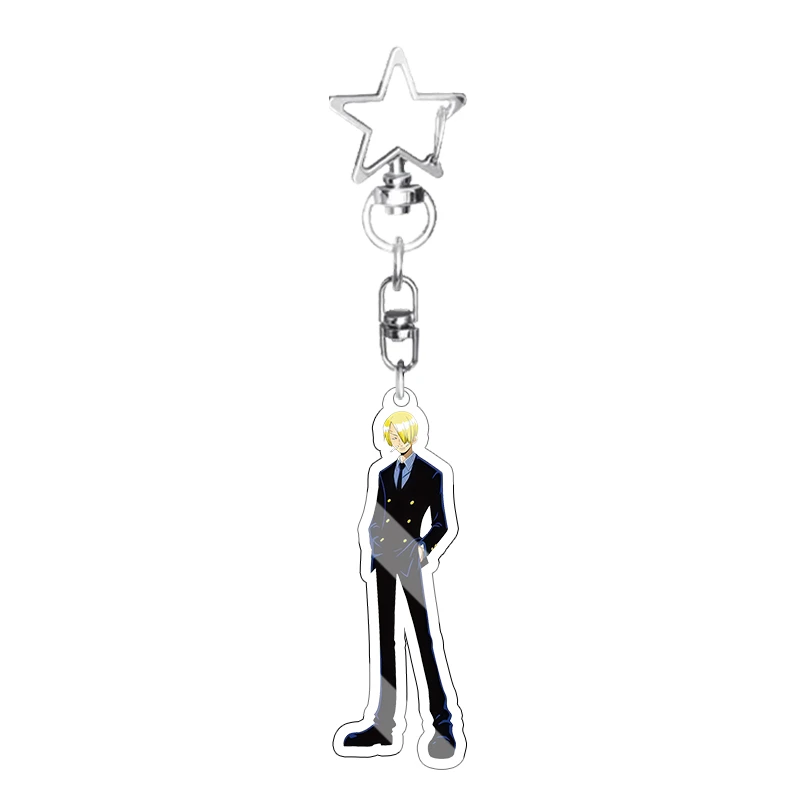Fashion 5cm Peripheral Sanji Formal Striped Suit Acrylic Keychain Creative Q Version Character Gentleman Business Anime Pendant view 6