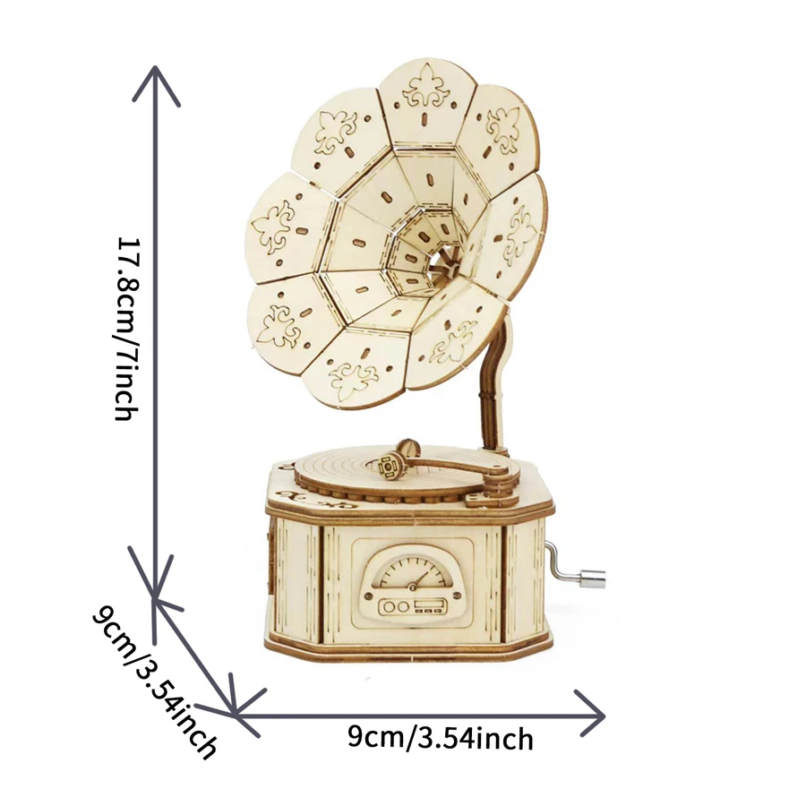 صندوق موسيقى الفونوجرافات الخشبي ثلاثي الأبعاد ، طقم نموذج تجميع يدوي الصنع ، مشغولات يدوية الصنع ، أعياد الميلاد ، عيد الميلاد ، أنت أشعة الشمس