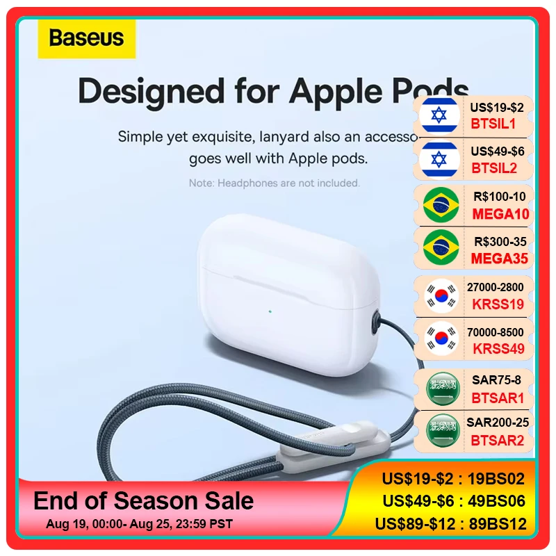 

Baseus Earphone Lanyard For Apple AirPods Pro 2 Anti-lost Portable Nylon Strap Braided Rope For Air Pods 2