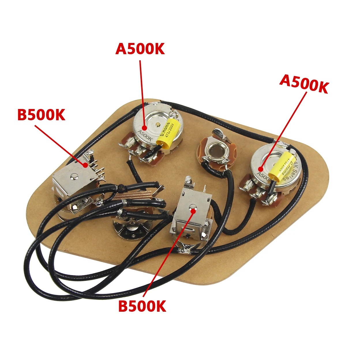 NEW 2T2V Prewired Electric Guitar Wiring Harness Kit 3-Way Switch Push-Push Pots 500K with Coil Split for SG Guitar