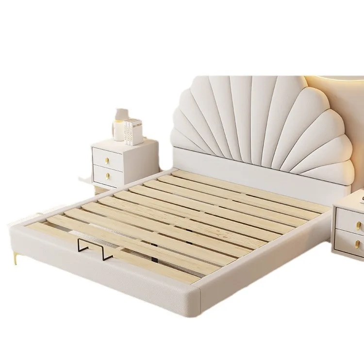 

French cream wind princess bed, petal , modern and simple, small apartment 1.5 meters, children's bed, girl storage