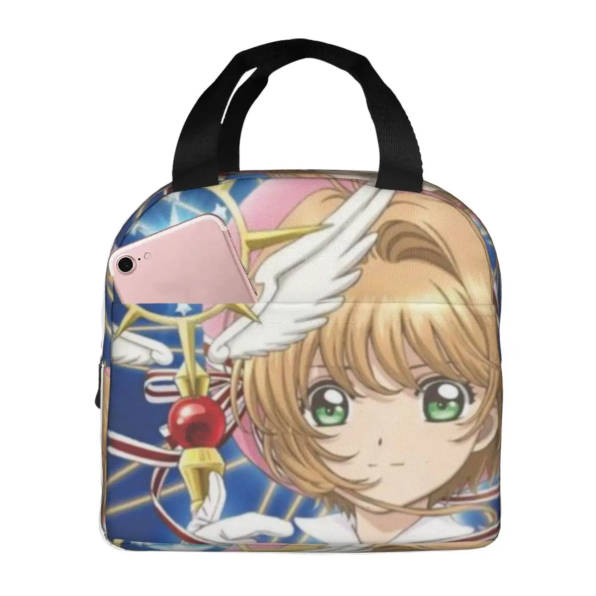 Cardcaptor Magical Girl Comics Sakura Portable Lunch Box Women Leakproof Cooler Thermal Food Insulated Lunch Bag School Office
