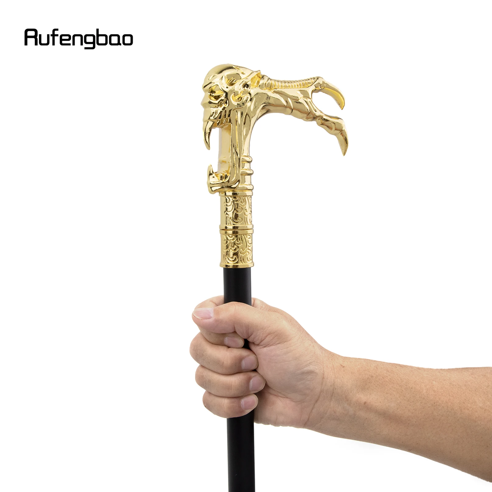 Golden Ghost Skull Head Walking Stick ที่ซ่อนอยู่แผ่น Self Defense แฟชั่น Cane แผ่นฮาโลวีนคอสเพลย์ Crosier Stick 93ซม.