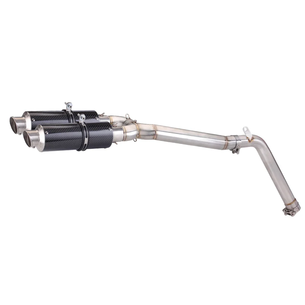 Motorcycle Exhaust Pipe Double Outlet Middle Link Tube Escape Moto Accessories For Yamaha FZ6 FZ6N FZ6S 04-11 double outlet 51MM view 5