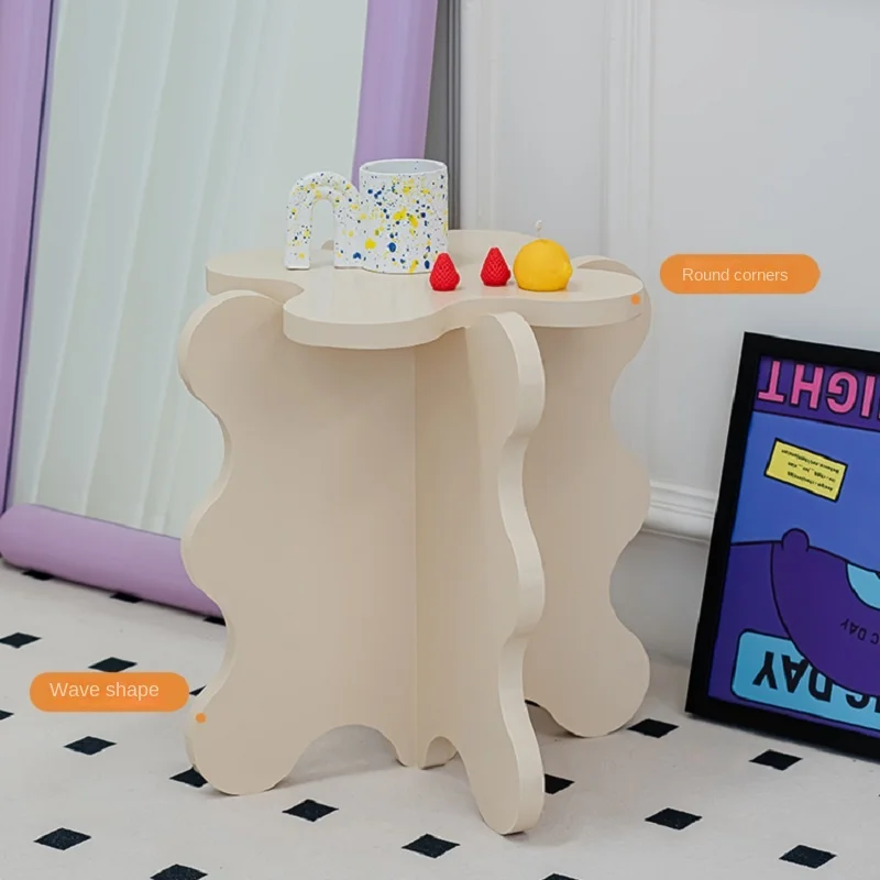 Pattern Cartoon Petal Side Table Ins Small Apartment Color Small Table Shooting Props Cream Wind Wave Corner Several Side Tables