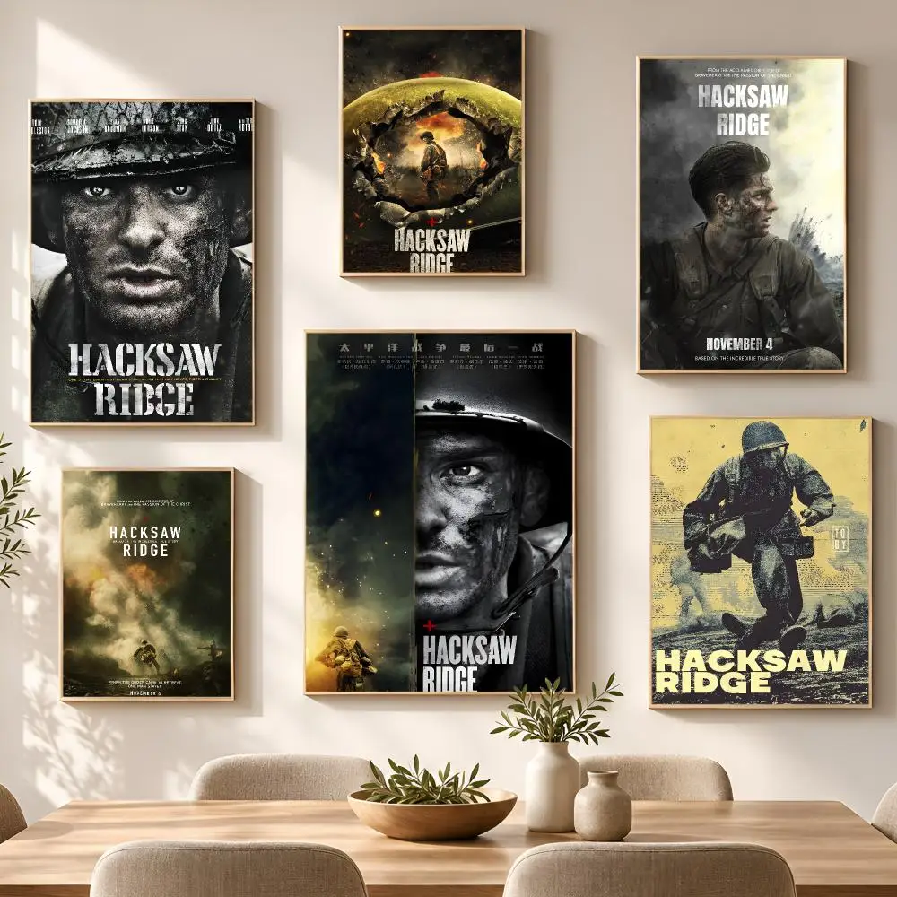 Movie Awarded Classic Hacksaw Ridge Poster PP Self Adhesive Aesthetic Room Decor Bedroom Dorm Gaming Room Home Decoration Gift