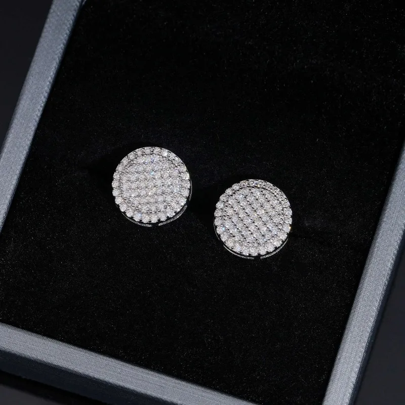 12mm Runde Hiphop Moissanit-Ohrringe mit Schraubverschluss, 925 Sterling Silber Herren Diamant-Ohrstecker, Rock-Schmuck, Testergeprüft mit GRA-Zertifikat, Geschenk – Detail 6