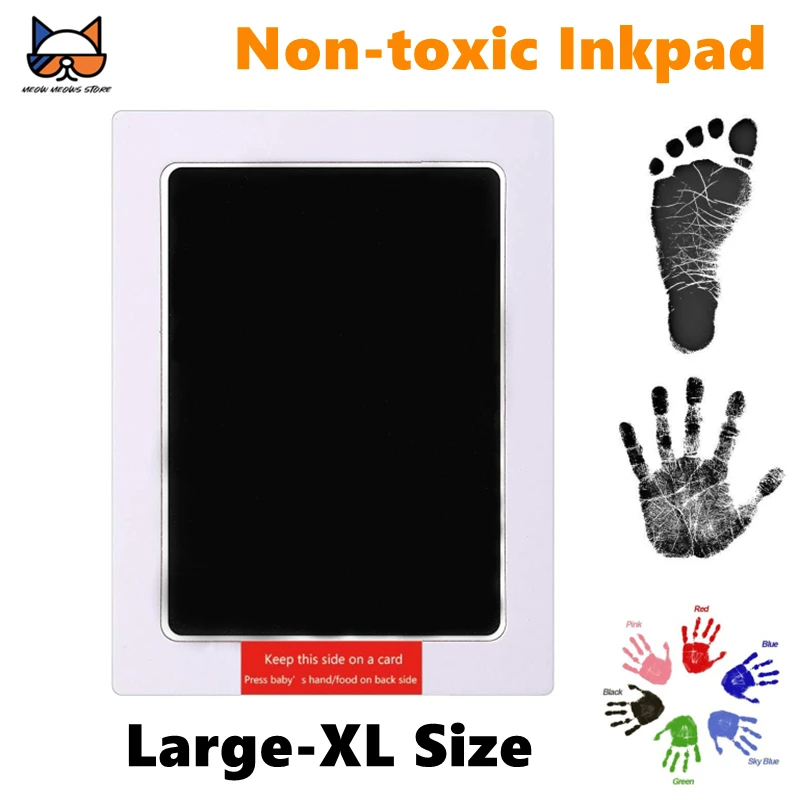 Large-XL Pet Non-toxic Inkpad Footprint Handprint No Touch Skin Inkless Kits for Newborn Baby&Cat Dog Paw Safe Prints Souvenirs