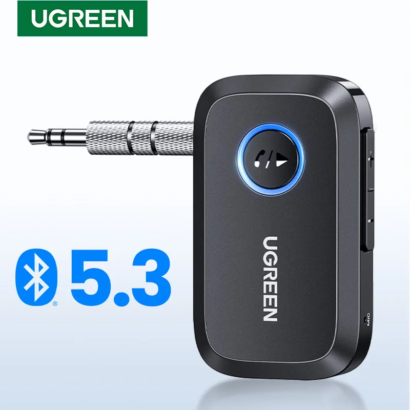 UGREEN-Adaptador de receptor de coche con Bluetooth 3,5, conector auxiliar de 5,3mm para altavoces de coche, receptor de Audio y música, manos libres