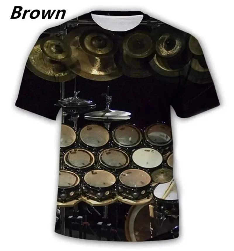 Unisex 3D Drum Impressão T-Shirt, extragrandes Rua Tshirts, Sportswear, de manga curta, Hip-Hop Moda, O Neck, Oversize