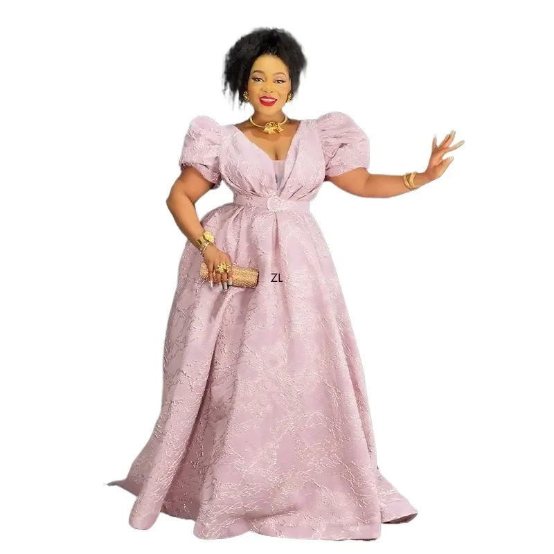 

Elegant African Luxury Long Dress for Women Ankara Ladies Clothing Muslim Wedding Party Evening Wear