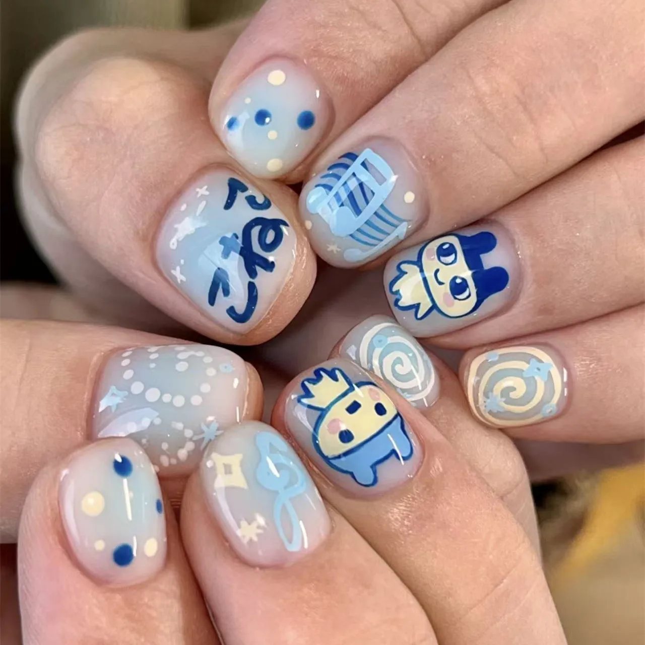 

sweet potato balls gogo egg Cute ラブリっち yellow guys 3d nail art stickers Decal Diy Nail Slider