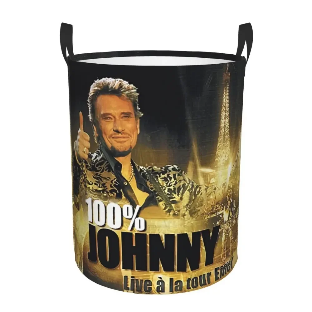 Johnny Hallyday Laundry Basket Collapsible French Rock Singer Clothes Toy Hamper Storage Bin for Kids Nursery