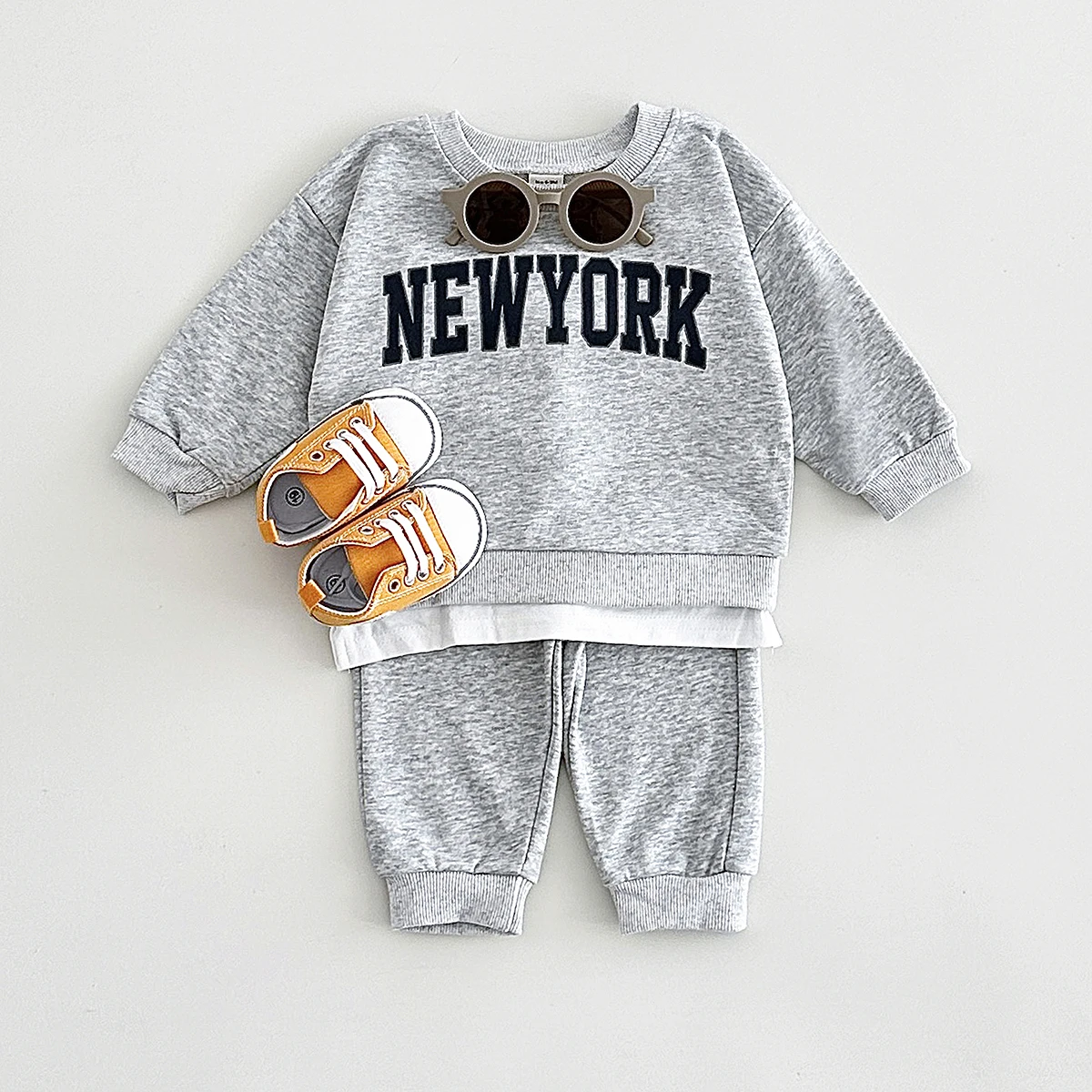 2024 New York Infant Baby Outfit Spring Autumn Printed Long Sleeved Top Pants Two-piece Set Babies Aged 0-3 kids Boys Girls