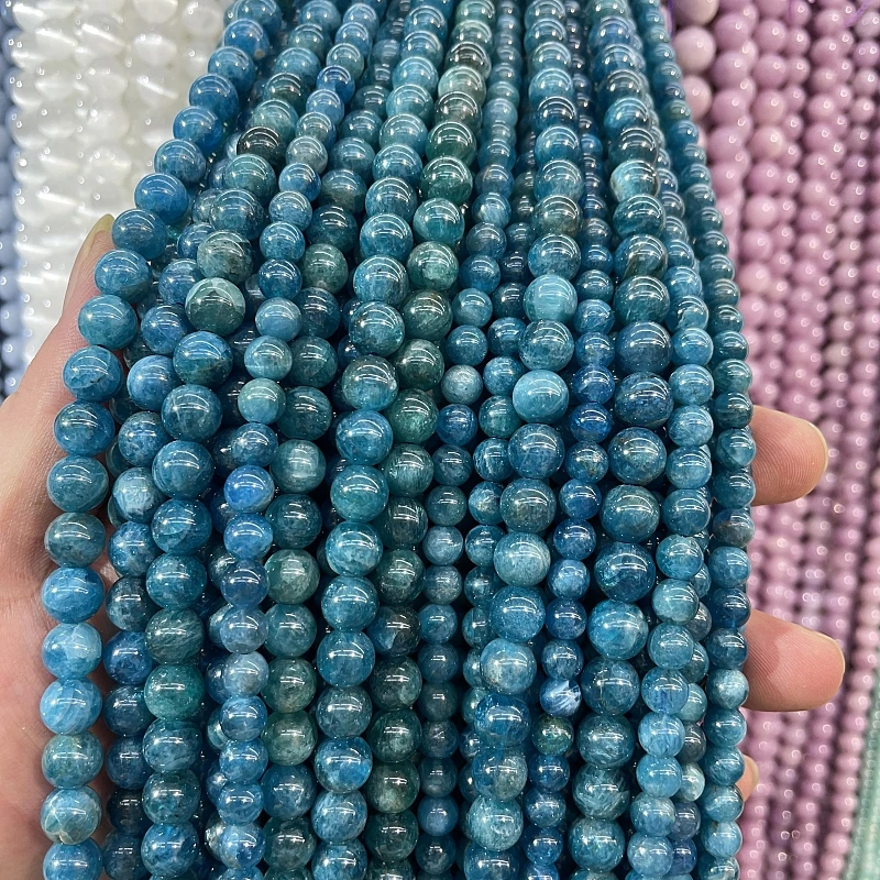 

Natural Gemstone Beads Blue Apatite Round Loose Beads DIY Bracelet Necklace Earrings Jewelry Making Beads 4 6 8 10mm