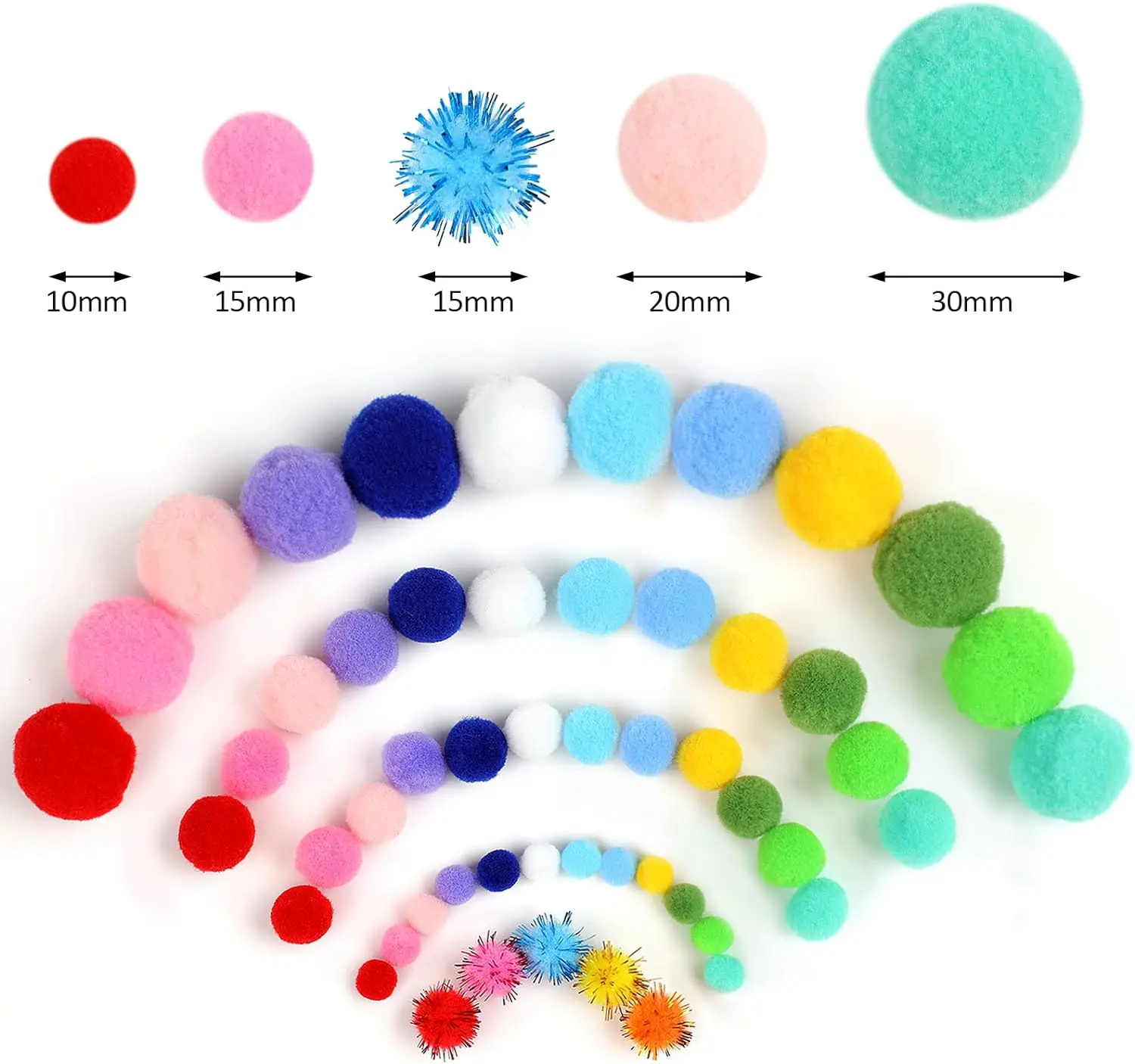 قطع بوم بومس، متعددة الألوان من بوم بومس للفنون والحرف اليدوية، كرات بوم بومس الناعمة والرقيقة، مقاسات متنوعة، للفنون والحرف اليدوية #2