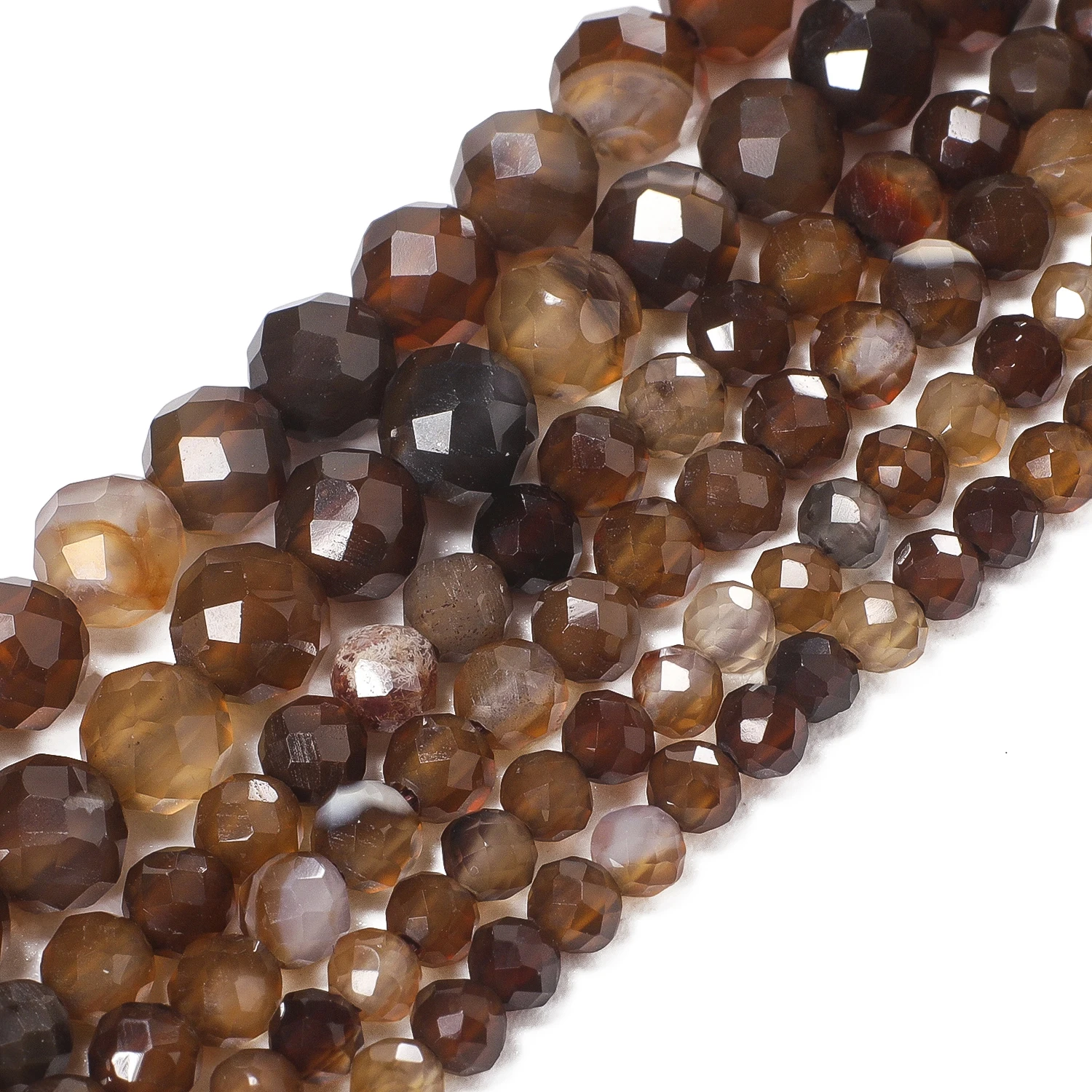 New 2 3 4mm Faceted Tiny Beads Natural Coffee Brown Agate Stone for Jewelry Making Diy Bracelet Necklace Accessories