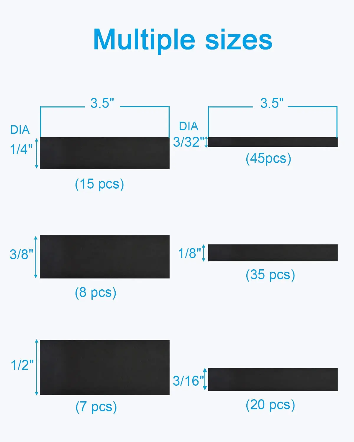 130 قطعة 3:1 مجموعة أنابيب الانكماش الحراري لاصقة مزدوجة الجدار، 6 أحجام (القطر): 1/2، 3/8، 1/4، 3/16، 1/8، 3/32 بوصة، كابل سلكي ممتاز