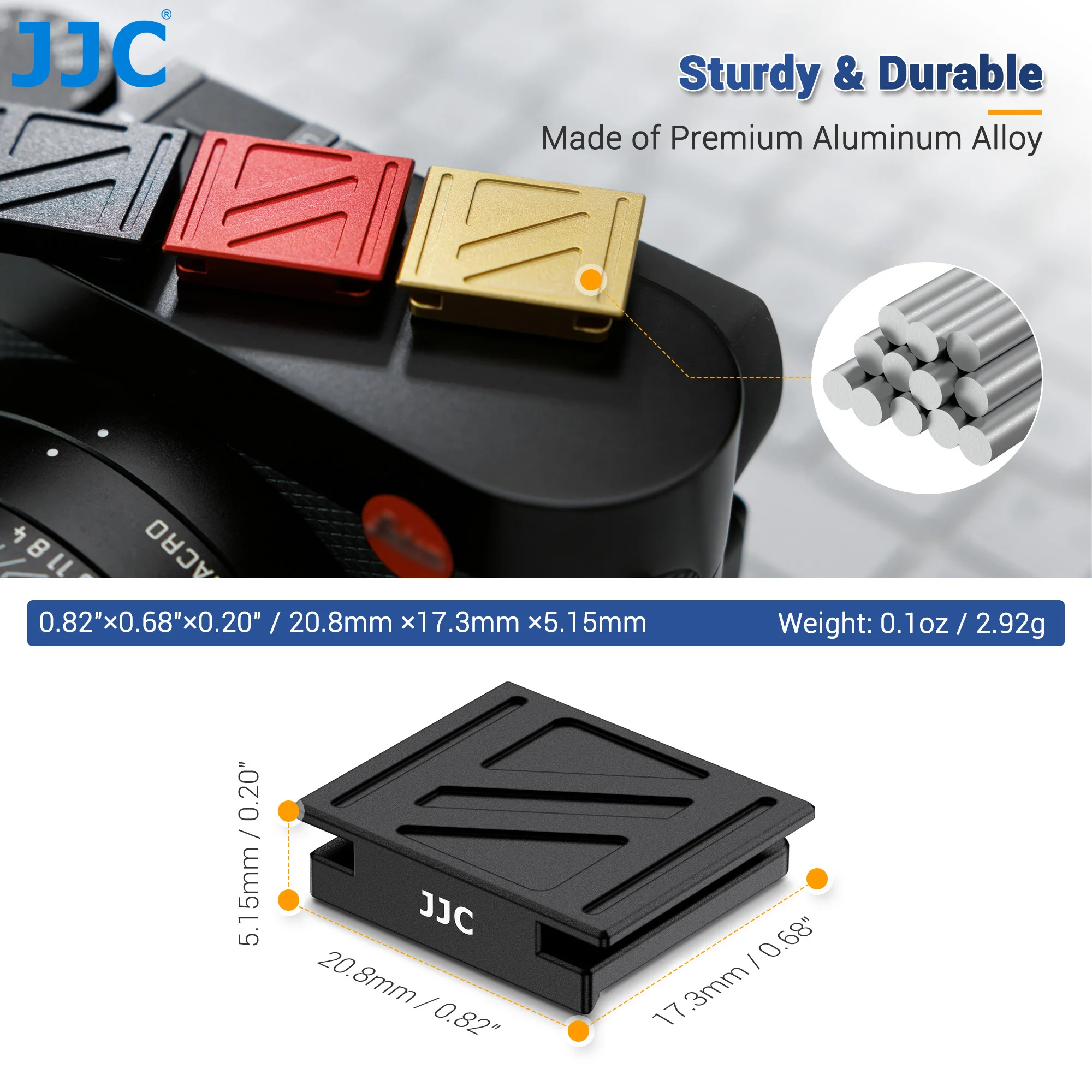 JJC Camera Flitsschoen Cover Beschermkap Voor Leica Q3 43, Volledige dekking Ontwerp Aluminium Luxe Flitsschoen Cover Rood