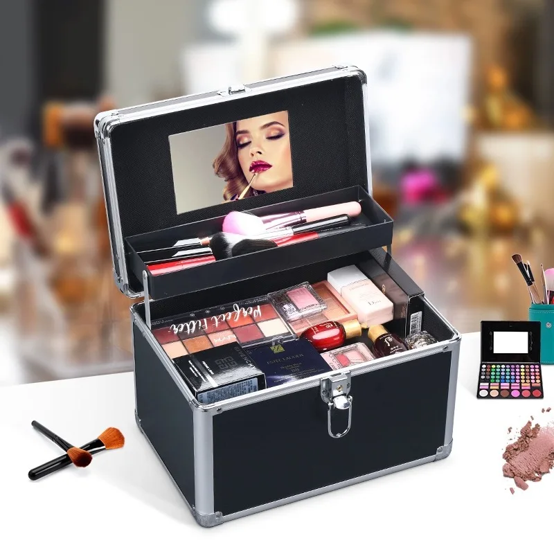 Makeup Box Large Capacity Professional Makeup Artist Portable Double Cosmetic Organizer