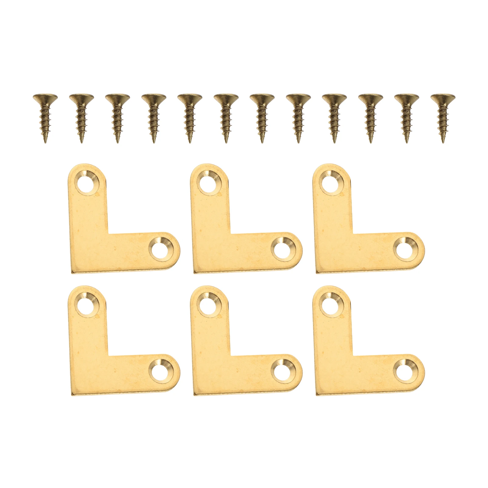 

6 Pcs Thickened Pure Copper Corner Brackets Smooth Surface Furniture Joints Photo Frames Jewelry Boxes Right Angle Flat