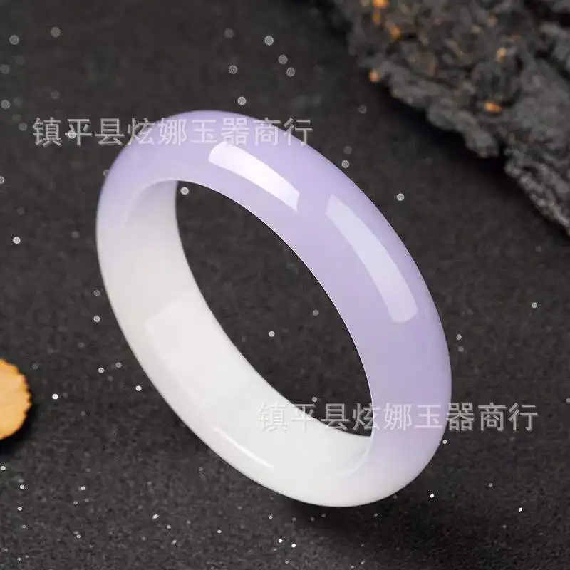 

Material Jade White Violet Bracelet Medium Wide Strip Ladies' Bracelet Beauty Bracelet Women's Violet