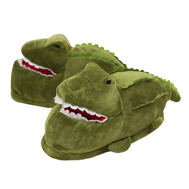 Cartoon Crocodile Lovers Home Slipper 2022 Winter Man Women Warm Cotton Shoes Indoor Household Plush Floor pantofole Cover Heel