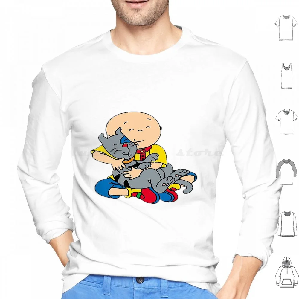 

Толстовки с капюшоном Caillou, Caillou и собаки с длинными рукавами Caillou, детские тачки с героями мультфильмов, анимация для детей, время игр